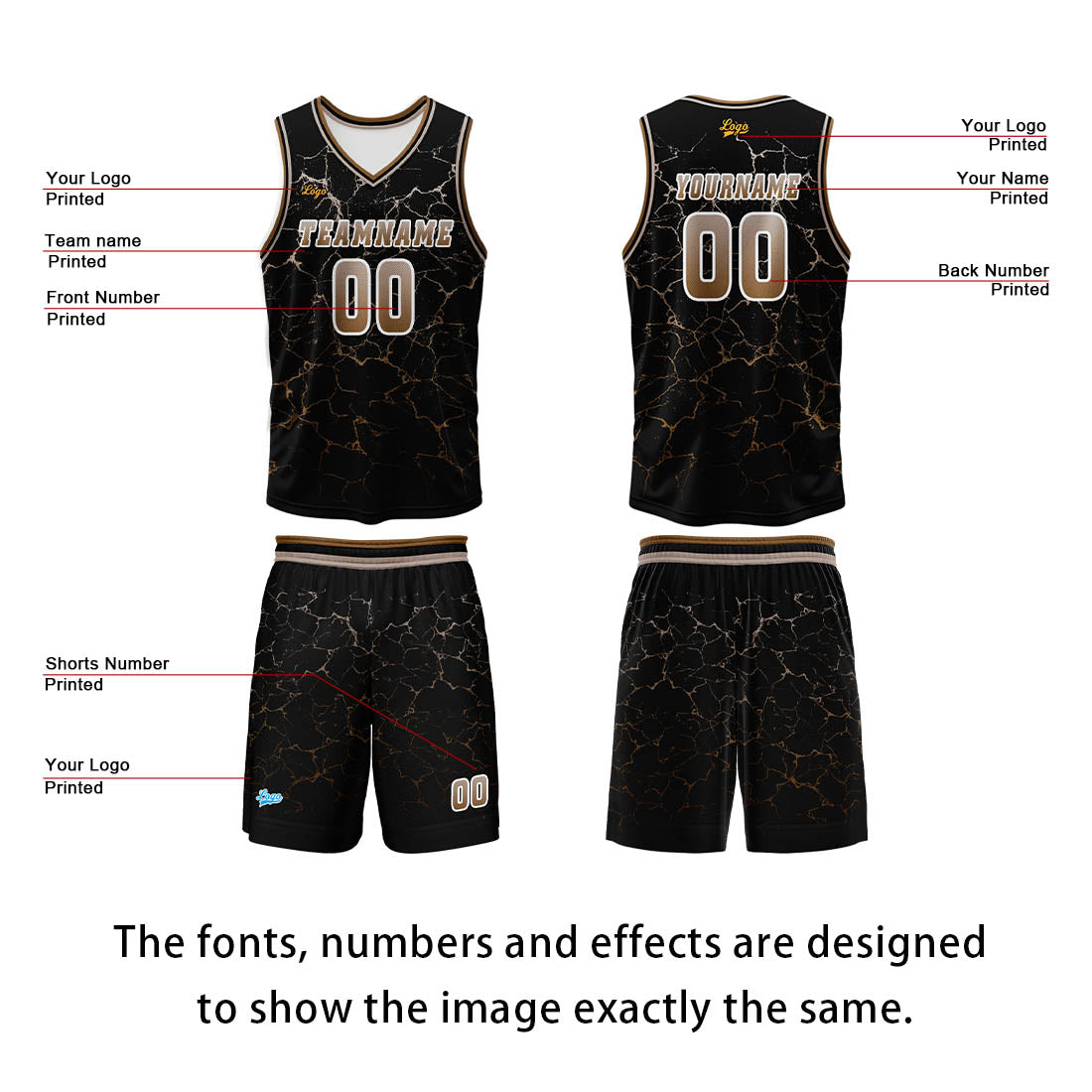Custom Brown Basketball Jersey Uniform Suit Printed Your Logo Name Number