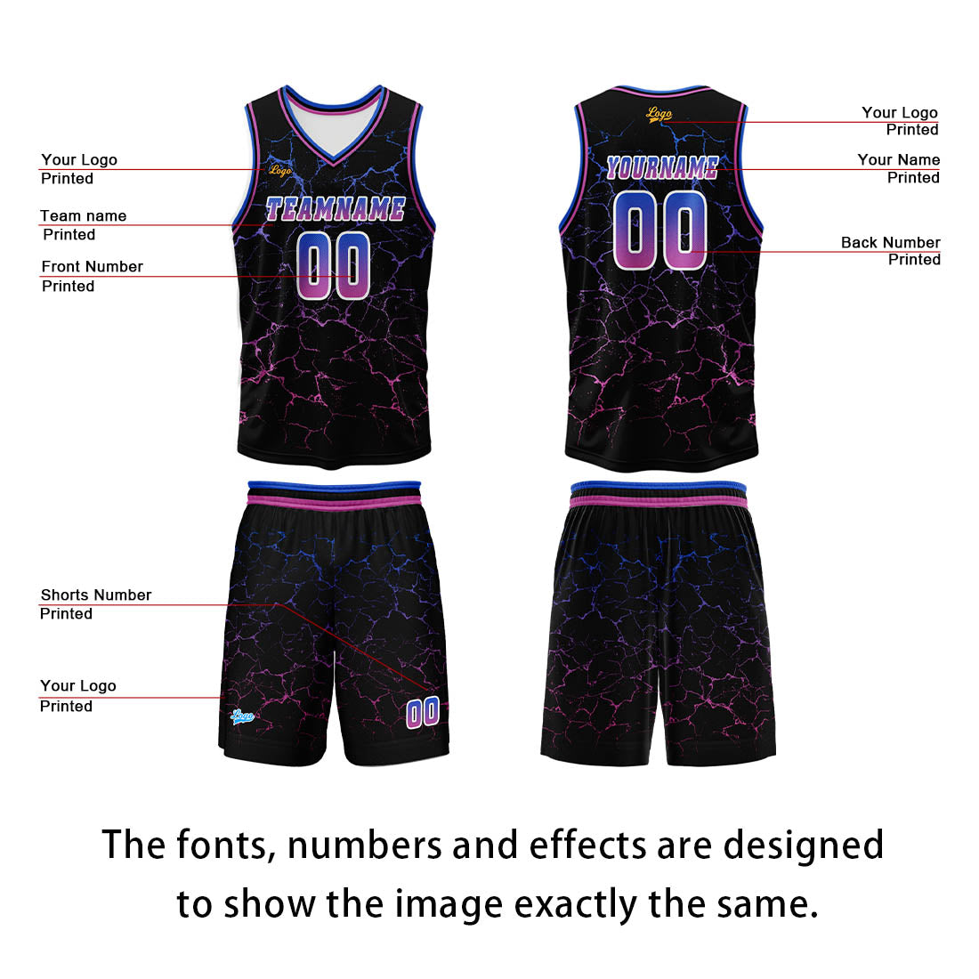 Custom Rose Purple Basketball Jersey Uniform Suit Printed Your Logo Name Number