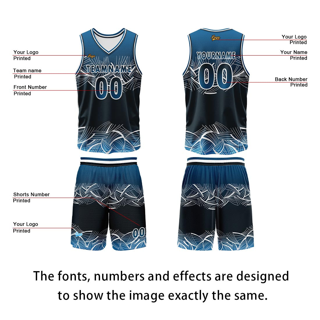Custom Dark Blue Basketball Jersey Uniform Suit Printed Your Logo Name Number