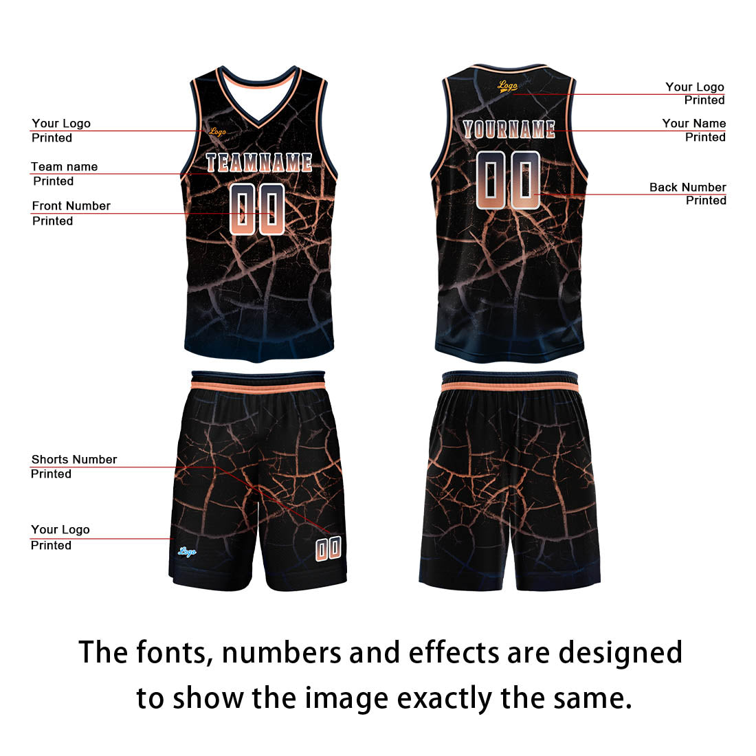 Custom Flesh Basketball Jersey Uniform Suit Printed Your Logo Name Number