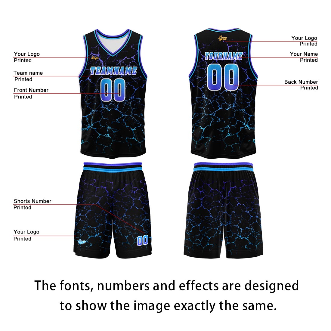 Custom Blue Purple Basketball Jersey Uniform Suit Printed Your Logo Name Number