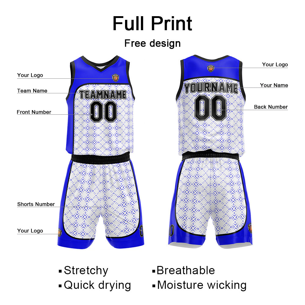 Custom Basketball Jersey Uniform Suit Printed Your Logo Name Number Royal