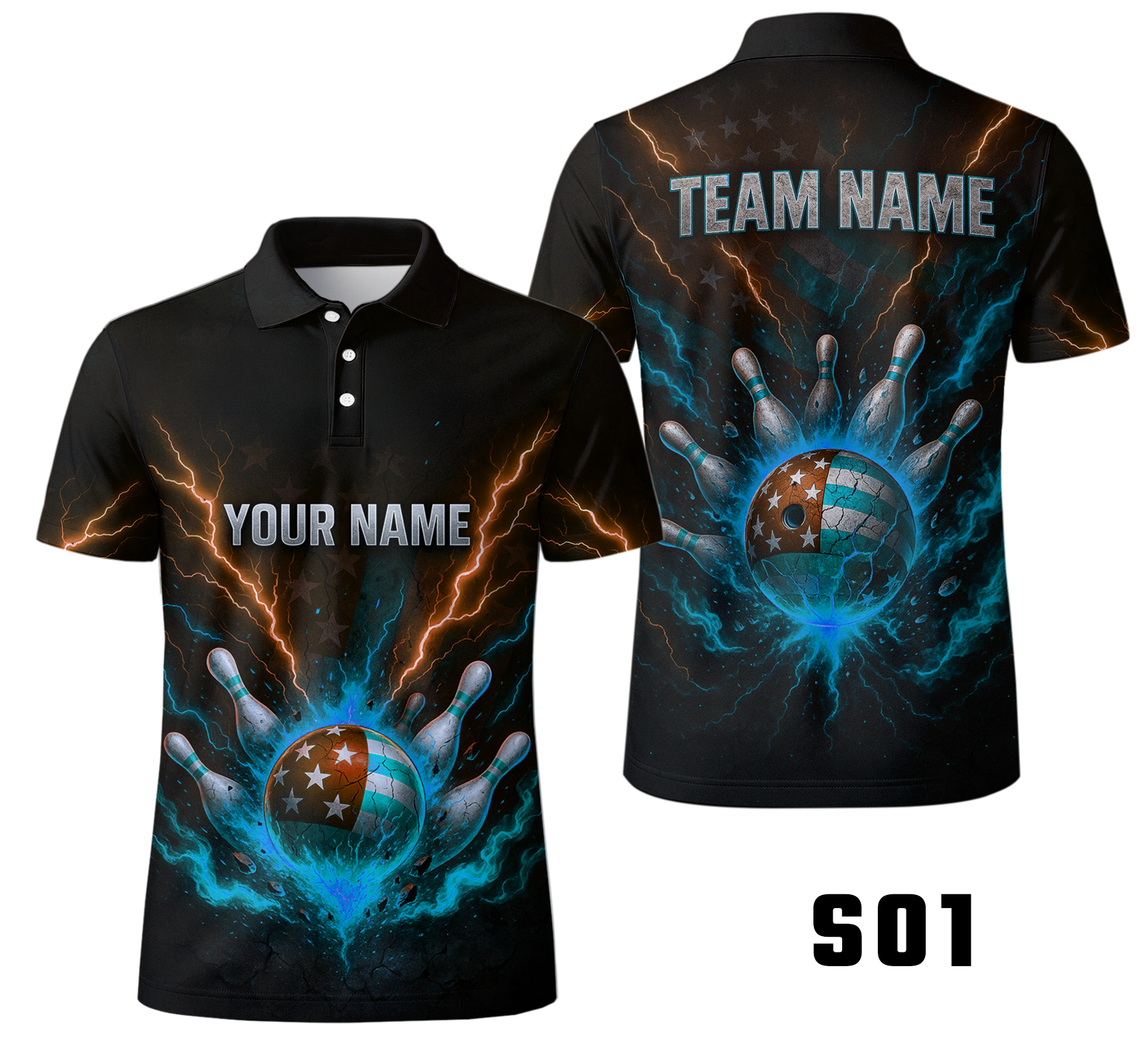 Patriotic Lightning Explosion Strike Bowling Jersey