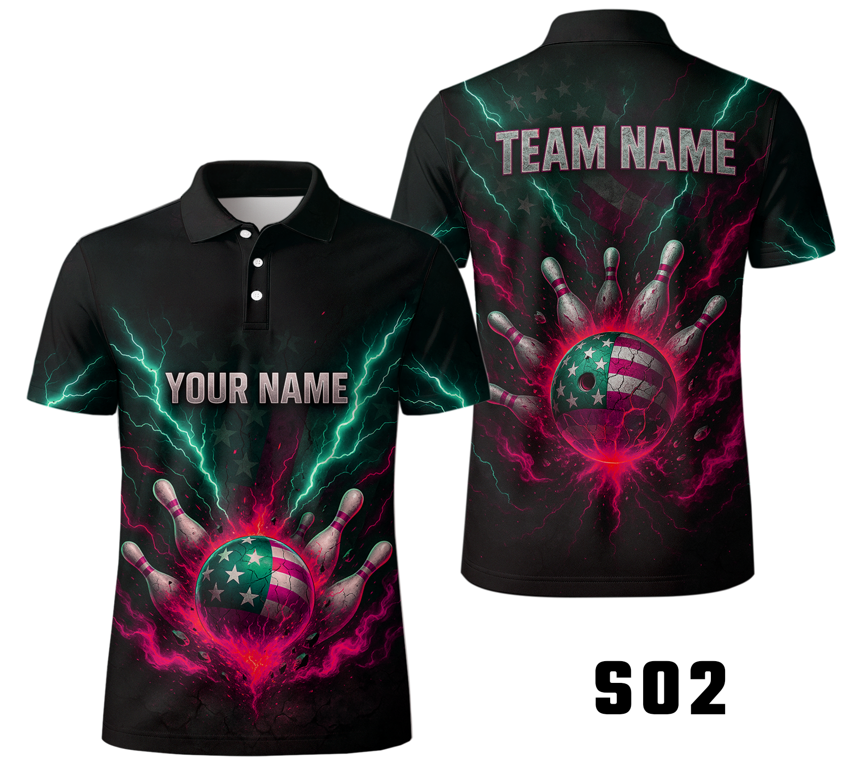 Patriotic Lightning Explosion Strike Bowling Jersey