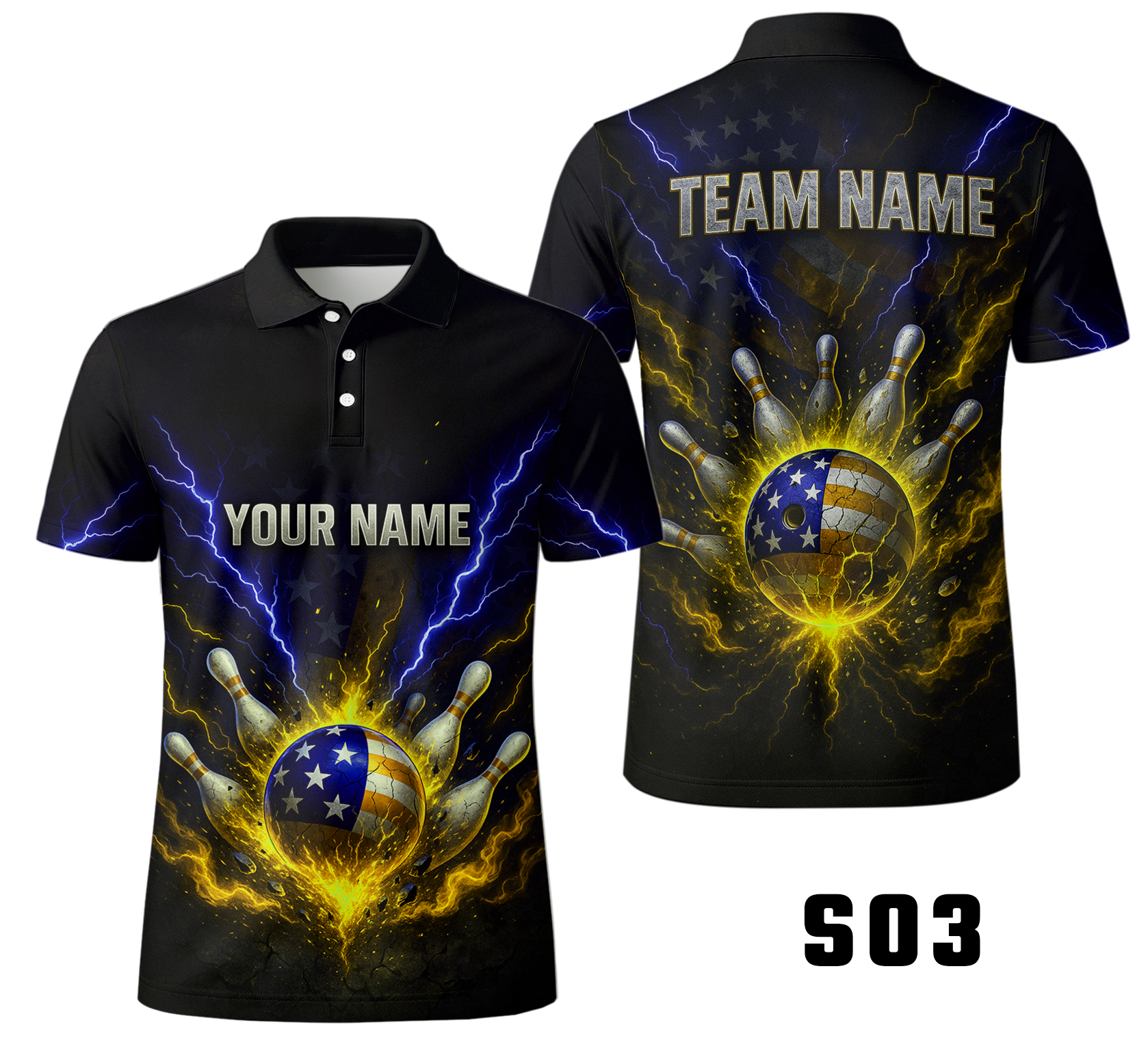 Patriotic Lightning Explosion Strike Bowling Jersey